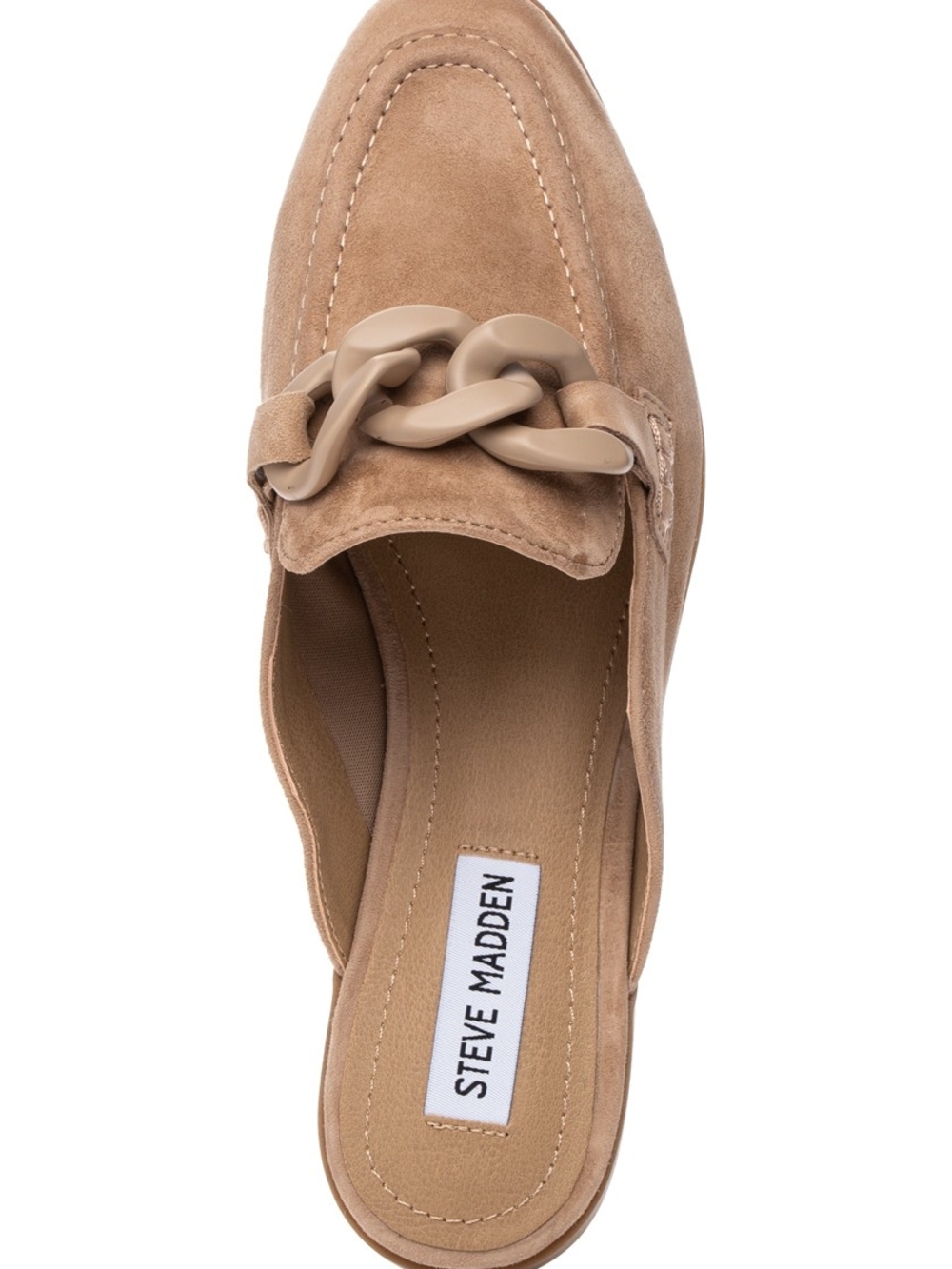 Steve Madden Tan Suede Chain-Accent Slip-On Loafer